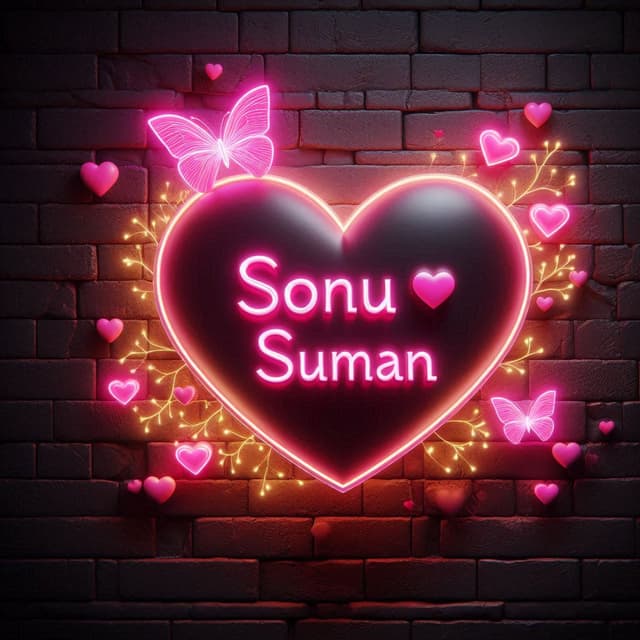Romantic Neon Heart Name Art