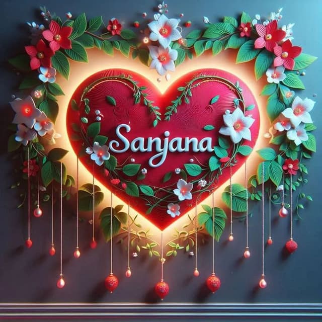 Glowing Red Heart Name Art